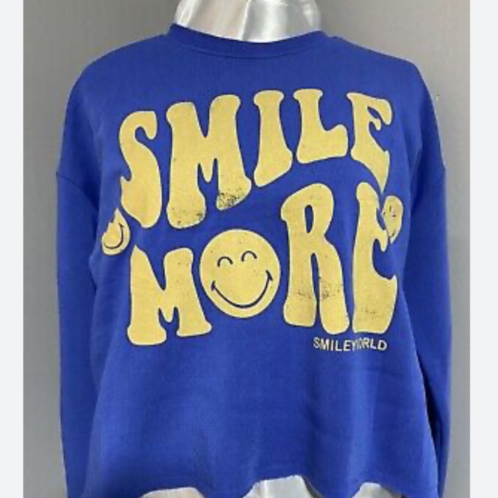 Smiley World Blue Yellow pullover Sweatshirt